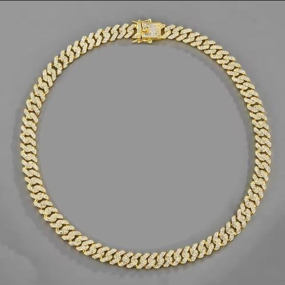 Iced Out Gold Plated Cuban Necklace & Bracelet Set Thick 12mm Bling Gift NEW - Picture 2 of 8